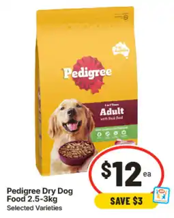 IGA Pedigree Dry Dog Food 2.5-3kg Selected Varieties offer
