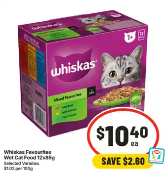 IGA Whiskas Favourites Wet Cat Food offer