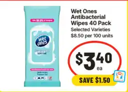 IGA Wet Ones Antibacterial Wipes offer