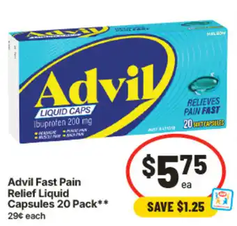 IGA Advil Fast Pain Relief Liquid Capsules offer