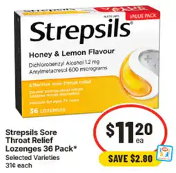 IGA Strepsils Sore Throat Relief Lozenges 36 Pack offer