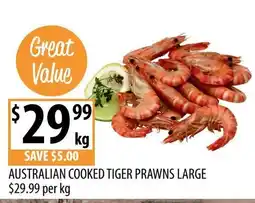 Supabarn Australian Cooked Tiger Prawns Large offer