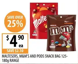 Supabarn Maltesers, M&M's and Pods Snack Bag offer