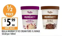 Supabarn Bulla Murray St Ice Cream Tubs 1L Range offer