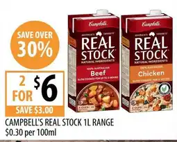 Supabarn Campbell's Real Stock 1L Range offer