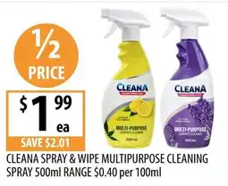 Supabarn Cleana Spray & Wipe Multipurpose Cleaning Spray offer