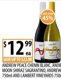 Supabarn Andrew Peace Chenin Blanc, Andrew Peace Full Moon Shiraz Sagrantino offer