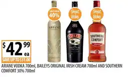 Supabarn Ariane Vodka, Baileys Original Irish Cream and Southern Comfort offer