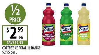 Supabarn Cottée's Cordial 1L Range offer