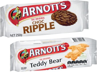 Arnottu2019s Scotch Finger, Choc Ripple or Plain Teddy Bear Biscuits 232g-250g