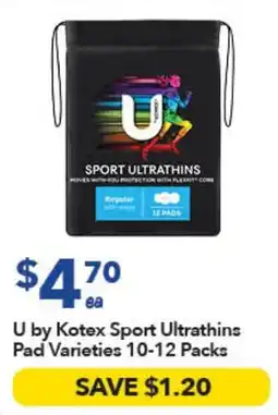 Ritchies U by Kotex Sport Ultrathins Pad Varieties offer