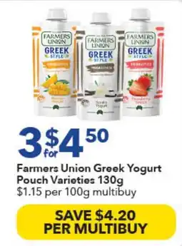 Ritchies Farmers Union Greek Yogurt Pouch Varieties offer
