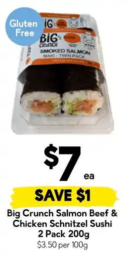 Drakes Big Crunch Salmon Beef & Chicken Schnitzel Sushi offer