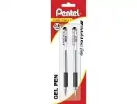 Officeworks Pentel Hybrid Gel Grip RollerBall Pens Black 2 Pack offer