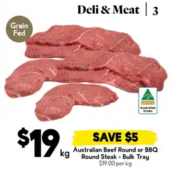Drakes Australian Beef Round or BBQ Round Steak - Bulk Tray offer