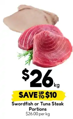 Drakes Swordfish or Tuna Steak Portions offer