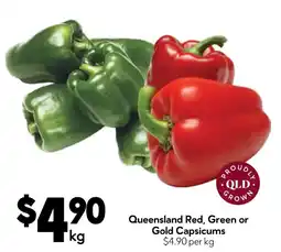 Drakes Queensland Red, Green or Gold Capsicums offer