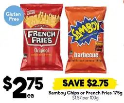 Drakes Samboy Chips or French Fries offer