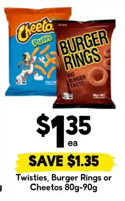 Drakes Twisties, Burger Rings or Cheetos offer