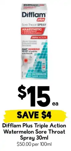 Drakes Difflam Plus Triple Action Sore Throat Spray offer