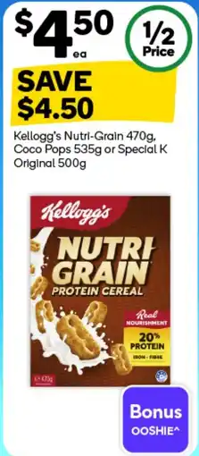 Woolworths Kellogg's Nutri-Grain Protein Cereal offer