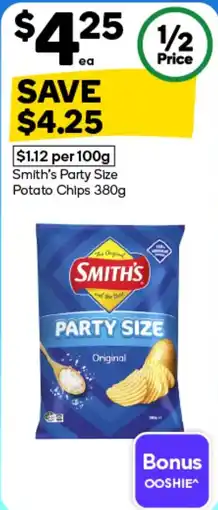 Woolworths Smith's Party Size Potato Chips offer