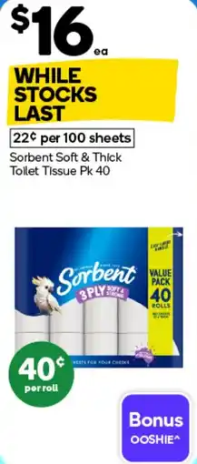 Woolworths Sorbent Soft & Thick Toilet Tissue offer