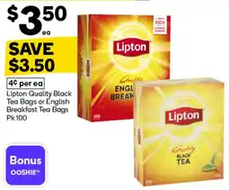 Woolworths Lipton Quality Black Tea Bags offer