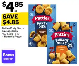 Woolworths Patties Party Pies or Sausage Rolls offer