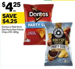 Woolworths Doritos or Red Rock Deli Party Size Potato Chips offer