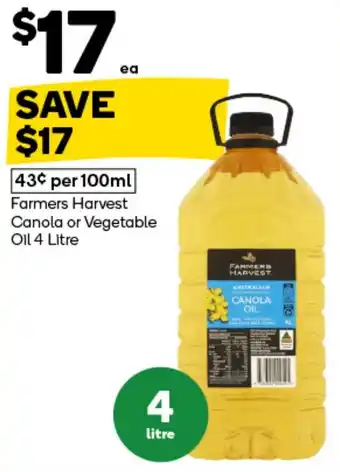 Woolworths Farmers Harvest Canola Oil offer