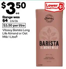 Woolworths Vitasoy Barista Almond Milk offer