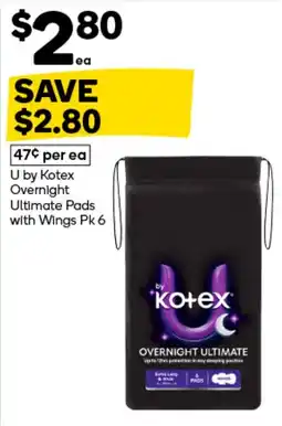 Woolworths U by Kotex Overnight Ultimate Pads with Wings offer