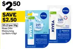 Woolworths Nivea 24hr Moisturising Lip Balm offer