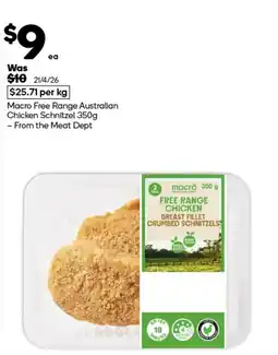 Woolworths Macro Free Range Australian Chicken Schnitzel offer