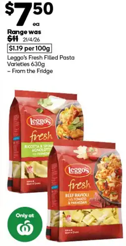 Woolworths Leggo's Fresh Filled Pasta Varieties offer