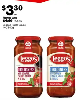 Woolworths Leggo's Pasta Sauce offer