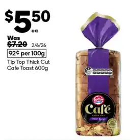 Woolworths Tip Top Thick Cut Cafe Toast offer