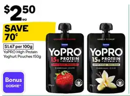 Woolworths YoPRO High Protein Yoghurt Pouches offer