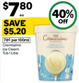 Woolworths Cremissimo Ice Cream offer