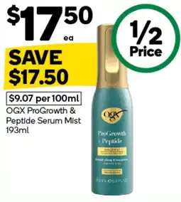 Woolworths OGX ProGrowth & Peptide Serum Mist offer