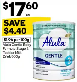 Woolworths Alula Gentle Baby Formula Stage 3 Toddler Milk Drink offer