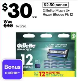 Woolworths Gillette Mach 3+ Razor Blades offer