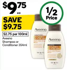 Woolworths Aveeno Shampoo or Conditioner offer