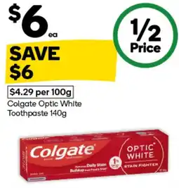 Woolworths Colgate Optic White Toothpaste offer