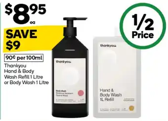 Woolworths Thankyou Hand & Body Wash Refill offer