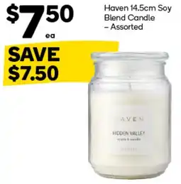 Woolworths Haven 14.5cm Soy Blend Candle - Assorted offer