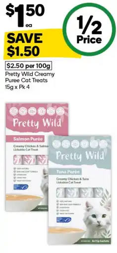 Woolworths Pretty Wild Creamy Puree Cat Treats offer