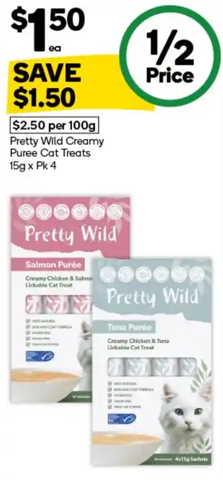 Woolworths Pretty Wild Creamy Puree Cat Treats offer