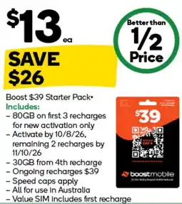 Woolworths Boost $39 Starter Pack offer